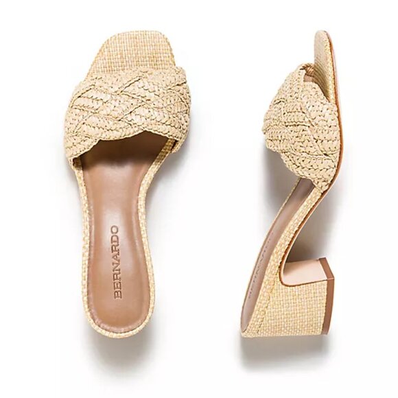 Worn once - BERNARDO Made In Brazil Bali Woven Heel Sandals Light Natural 663mn - Picture 2 of 6